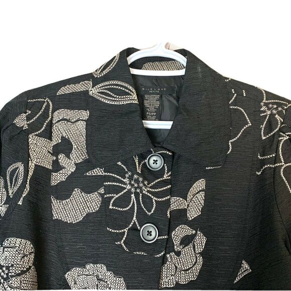 SilkLand Black with Gold Embroidered Blazer Petite Large 92% Silk - Picture 5 of 13
